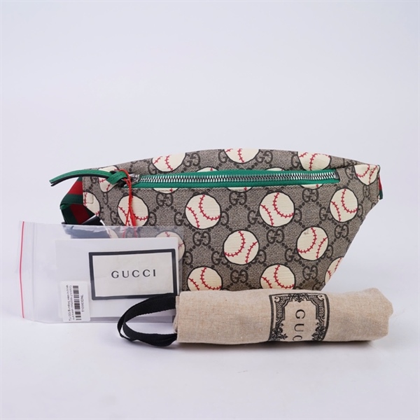 Túi GG Bumbag xám in hình quả banh (502095-213317) sz14 (miệng túi 26cm) (TH) KG+