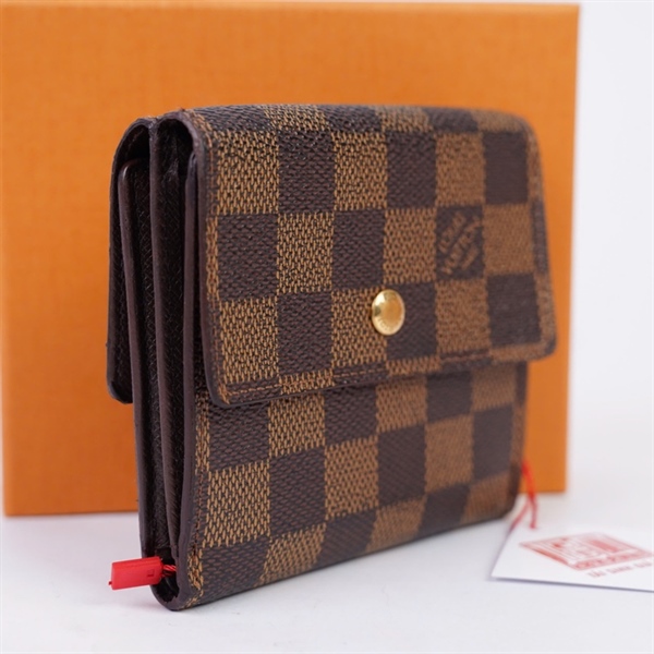 Ví LV ô vuông nâu nút vàng (LT) KG+