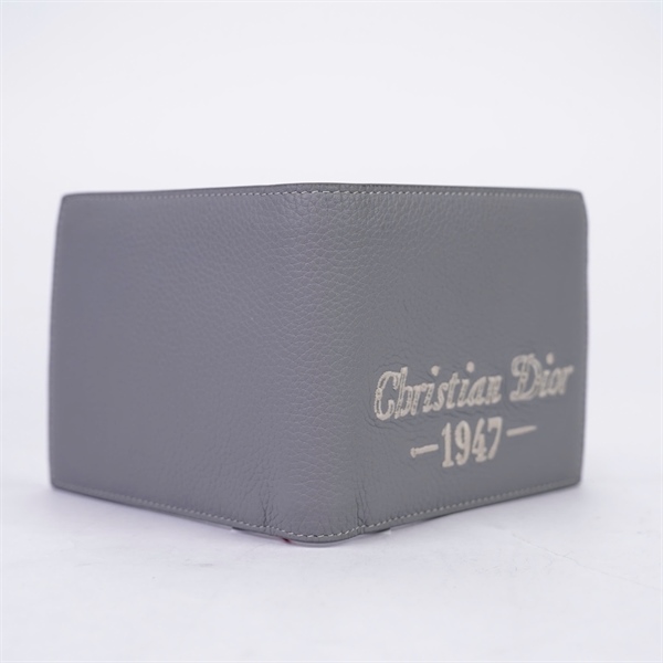 Ví Dior xám gập 2 thêu chữ (TH) KG+