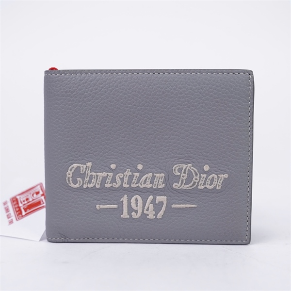 Ví Dior xám gập 2 thêu chữ (TH) KG+