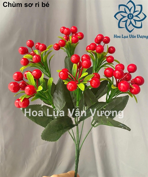 Chùm sơ ri bé - Hoa cành ngắn - Hoa Lụa Vân Vượng