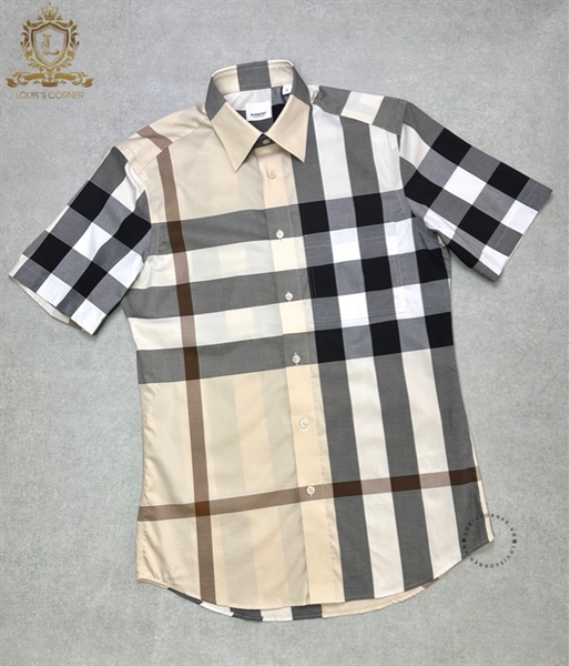 Sơ mi Burberry cộc tay modern beige ip check