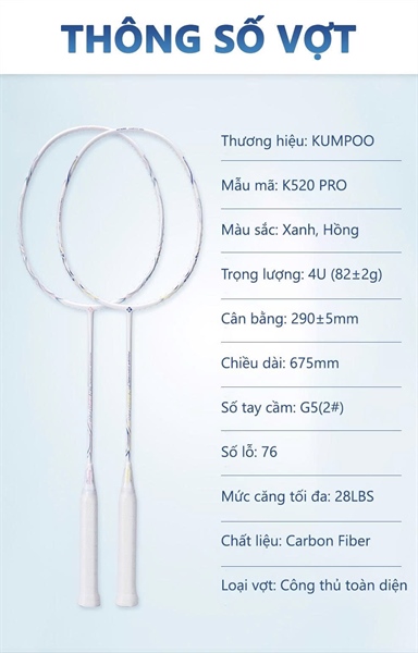 Vợt cầu lông Kumpoo Power Control K520 Pro new