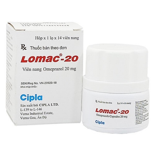 Thuốc Lomac 20mg - India - Điều trị viêm loét dạ dày tá tràng (Lọ 14viên ) (Lọ)