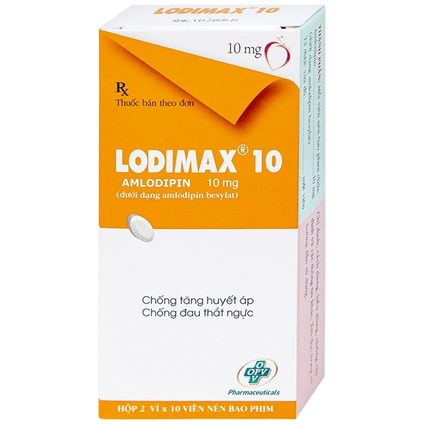 Thuốc Lodimax 10 (Amlodipin 10mg) - OPV - Điều hoà huyết áp (H*2vỉ*10viên)