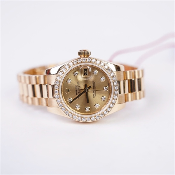 Đồng hồ Rolex vàng viền đính đá kim độ (Z659108) sz30 (HC) KG+