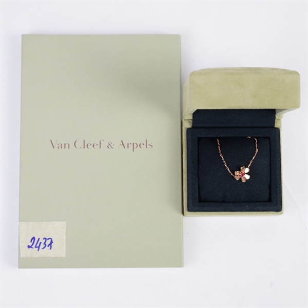 Vòng tay Van Cleef vàng đính đá đỏ (JC860458) (LN) KG+