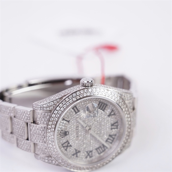 Đồng hồ Rolex bạc full đính đá (X3T08941) sz44 (HC) KG+