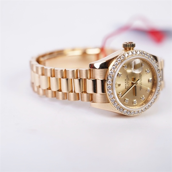 Đồng hồ Rolex vàng viền đính đá kim độ (Z659108) sz30 (HC) KG+
