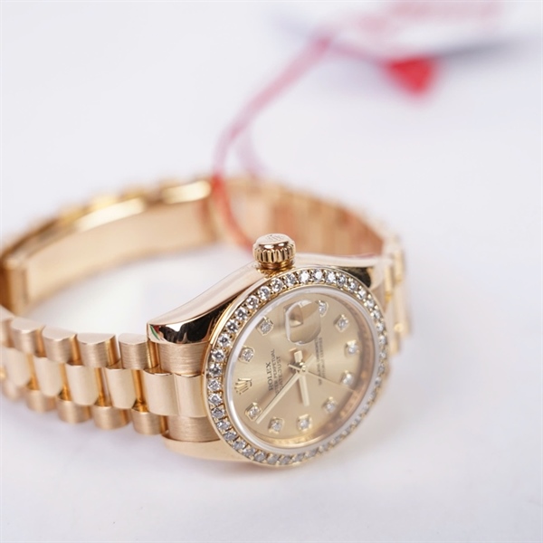 Đồng hồ Rolex vàng viền đính đá kim độ (Z659108) sz30 (HC) KG+