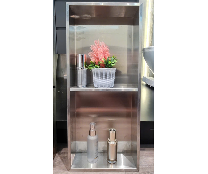 Hộc inox âm tường 304 2 ngăn inox trắng