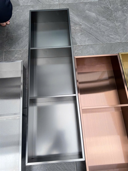 Hộc inox âm tường 304 3 ngăn