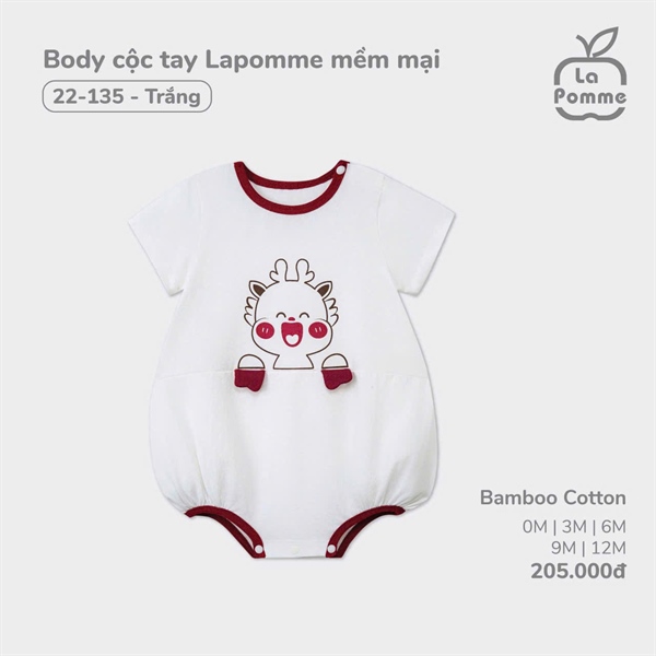 LaPomme Body cộc tay mềm mại - Trắng
