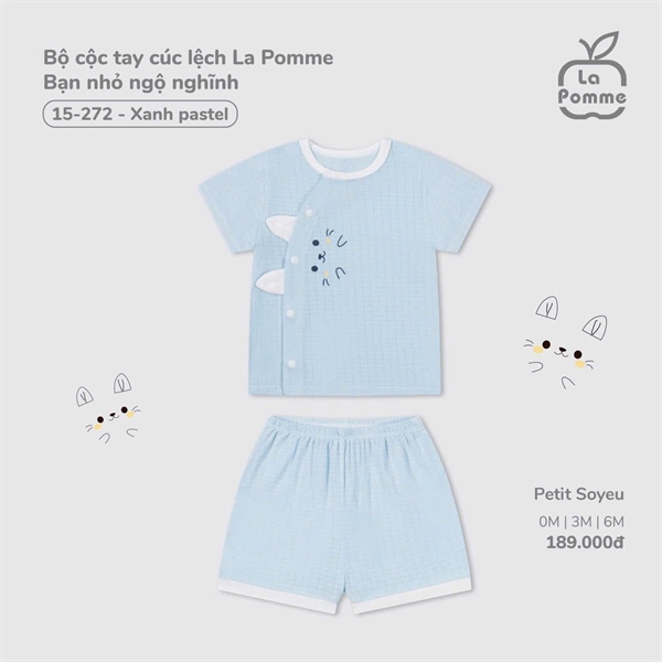 LaPomme Bộ cộc tay bạn nhỏ ngộ nghĩnh - Xanh