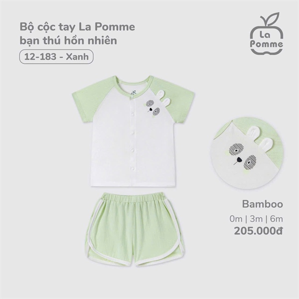 LaPomme Bộ cộc tay bạn thú hồn nhiên - Xanh