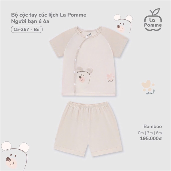 LaPomme Bộ cộc tay cúc lệch Người bạn ú oà - Be