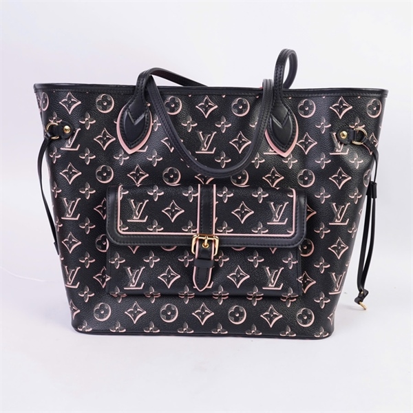 Túi LV Neverfull hoa đen kèm ví KG+