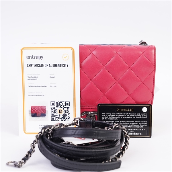 Túi Chanel hồng pha xanh 2strap kèm ví (21896440) sz20 KG+