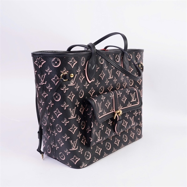 Túi LV Neverfull hoa đen kèm ví KG+