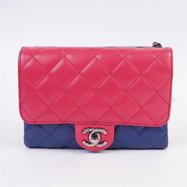 Túi Chanel hồng pha xanh 2strap kèm ví (21896440) sz20 KG+