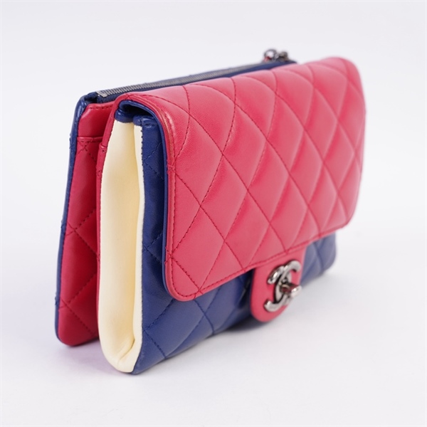 Túi Chanel hồng pha xanh 2strap kèm ví (21896440) sz20 KG+