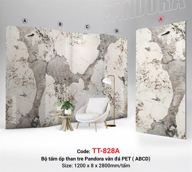 Tấm Than Tre 8mm Vân Đá Pandora1 PET