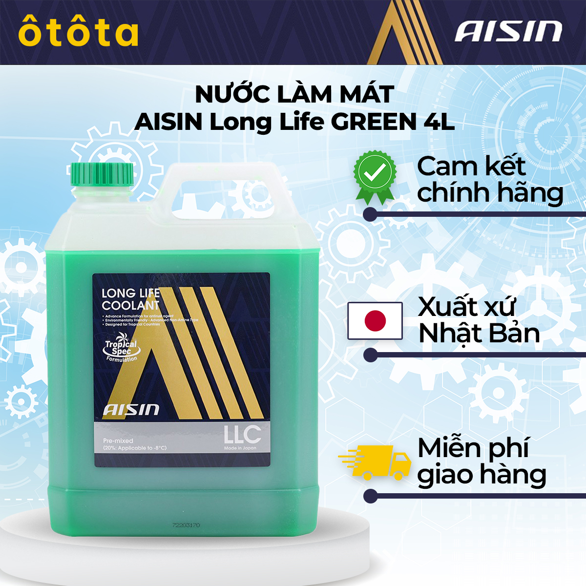AISIN Nước Làm Mát Long Life GREEN 4L