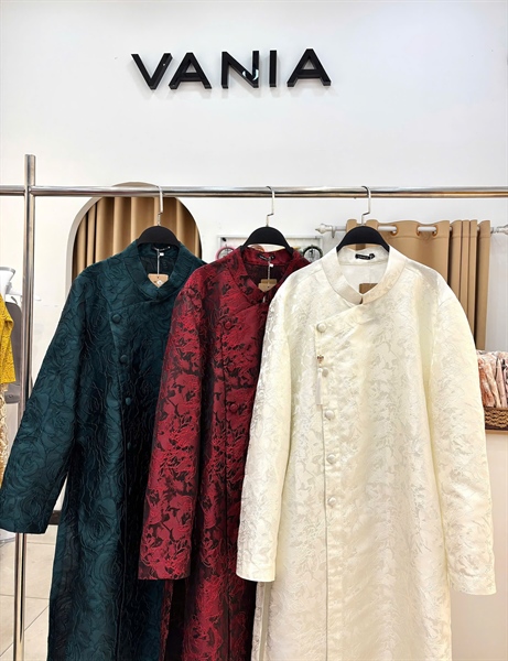 Áo dài nam gấm nút bọc 1 bên