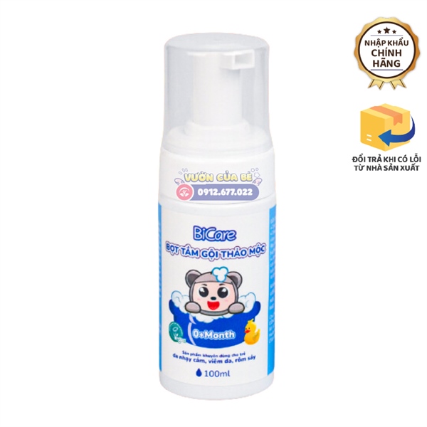 Bọt tắm gội thảo dược BiCare – Việt Nam – Chai 100ml – Từ sơ sinh