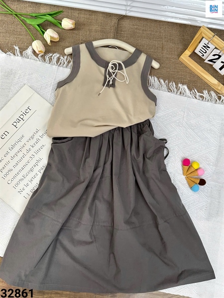 32861-Set váy SN túi hộp - Be