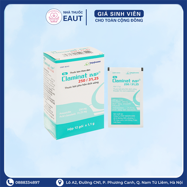 CLAMINAT 250/31.25MG IMEXPHARM 12 GÓI