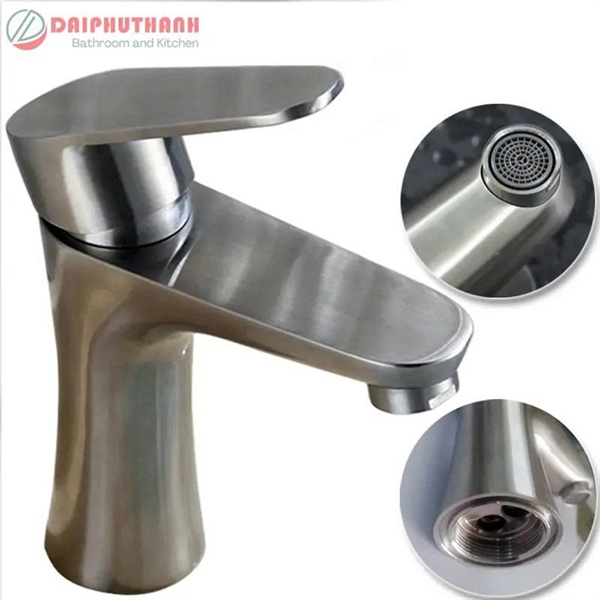 Vòi lavabo nóng lạnh 6600 inox mờ (I)