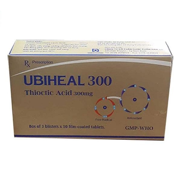 Thuốc Ubiheal 300 Nam Hà điều trị bệnh thần kinh tiểu đường và bệnh đa dây thần kinh (3 vỉ x 10 viên)