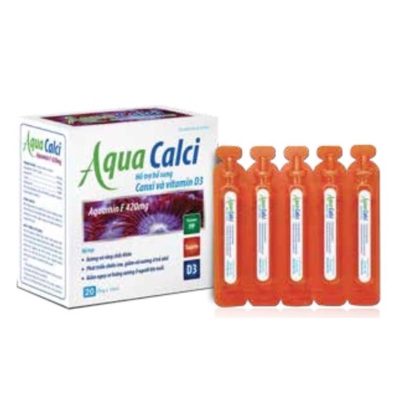 Dung dịch uống Aqua calci (Bổ sung canxi và VTM D3) (H*4vỉ*5ống) - Tùng Lộc