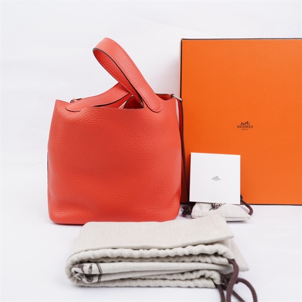 Túi Hermes Picotin cam kèm lót form 1 ổ+ 2 chìa sz19 (MV) KG+