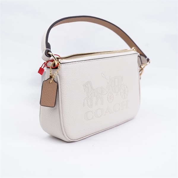 Túi Coach kẹp nách trắng sz19 KG+