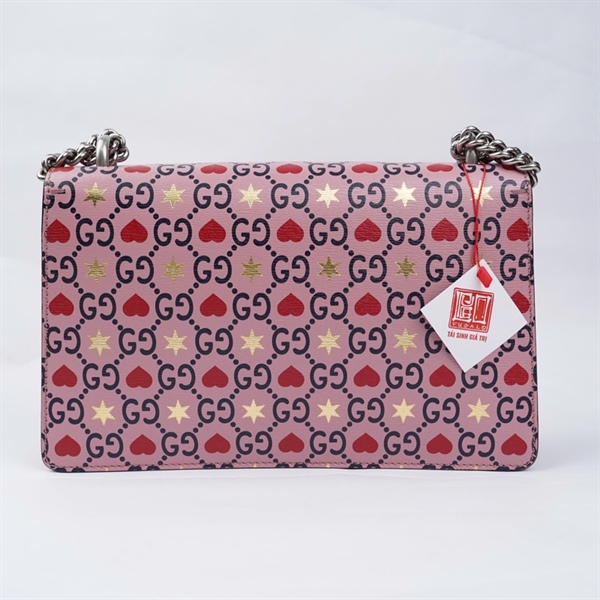 Túi GG Dionysus hồng họa tiết trái tim (400249-498879) sz27 (BMC) KG+
