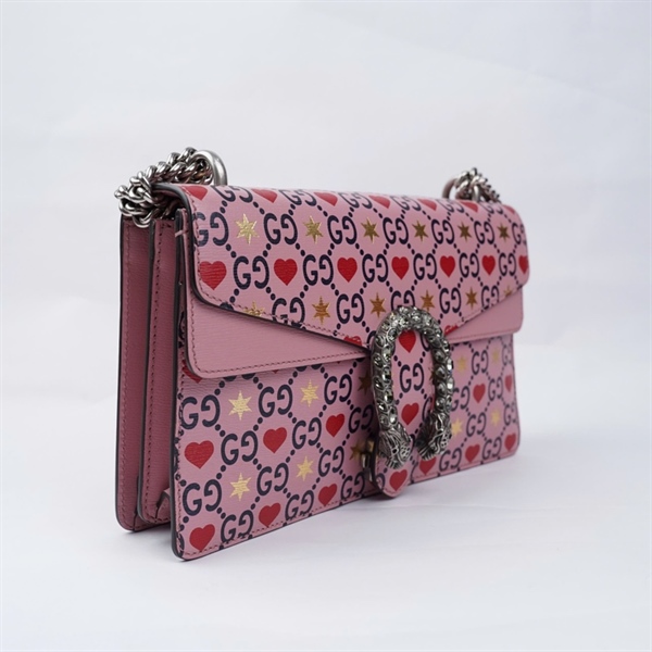 Túi GG Dionysus hồng họa tiết trái tim (400249-498879) sz27 (BMC) KG+