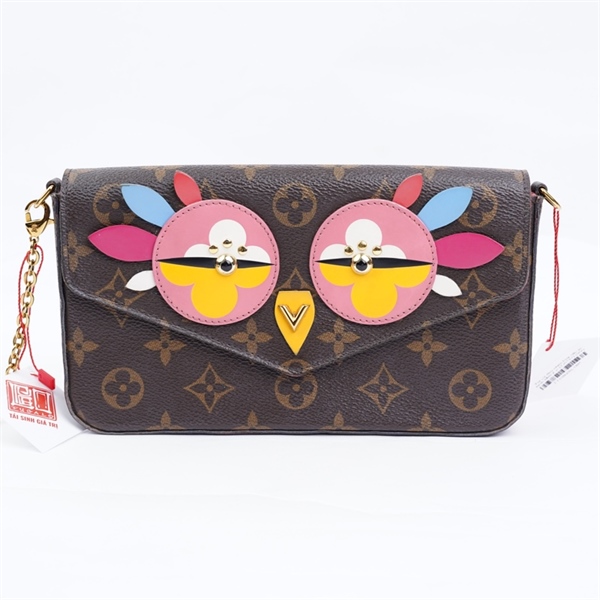 Túi LV đeo chéo hoa nâu in hình kềm 2 ví (TJ0157) (MV) KG+