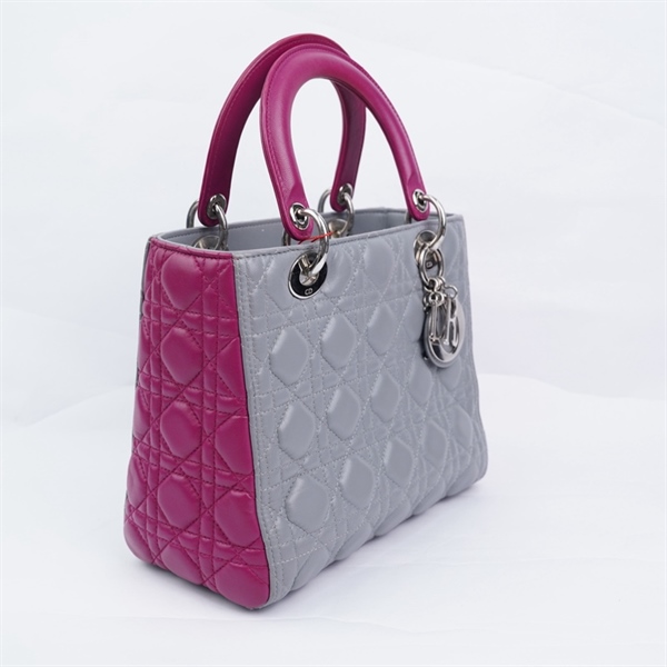 Túi Dior Lady xám pha hồng (16-BO-0144) szM (MV) KG+