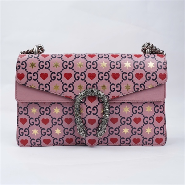 Túi GG Dionysus hồng họa tiết trái tim (400249-498879) sz27 (BMC) KG+