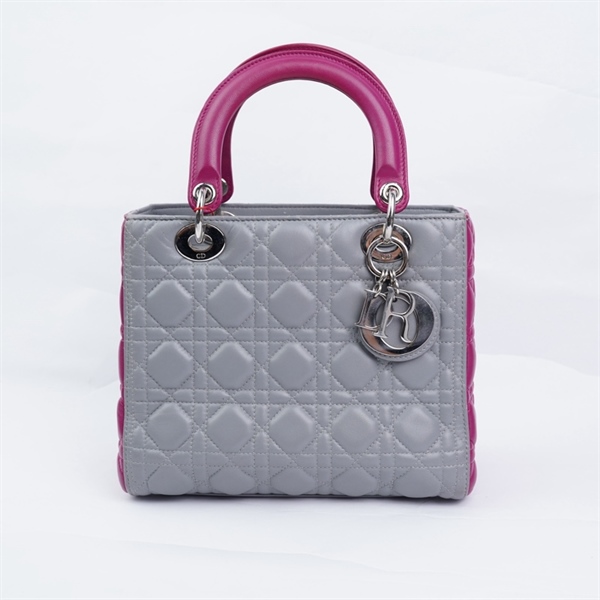 Túi Dior Lady xám pha hồng (16-BO-0144) szM (MV) KG+