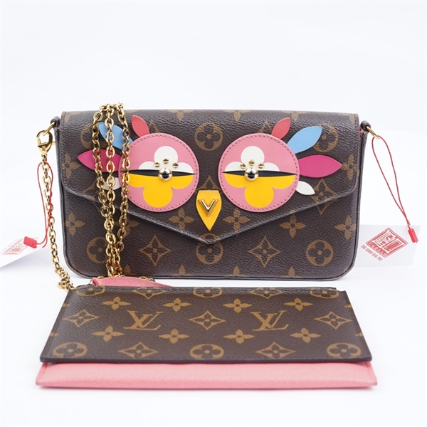Túi LV đeo chéo hoa nâu in hình kềm 2 ví (TJ0157) (MV) KG+