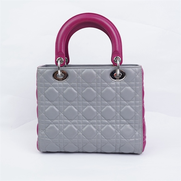 Túi Dior Lady xám pha hồng (16-BO-0144) szM (MV) KG+