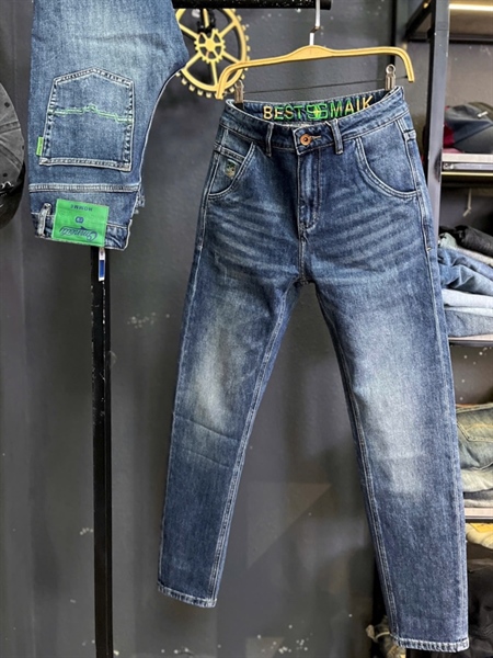 Jean QC Cao Cấp MCC-LD8116 xanh was trơn chất vải hè Coolmax