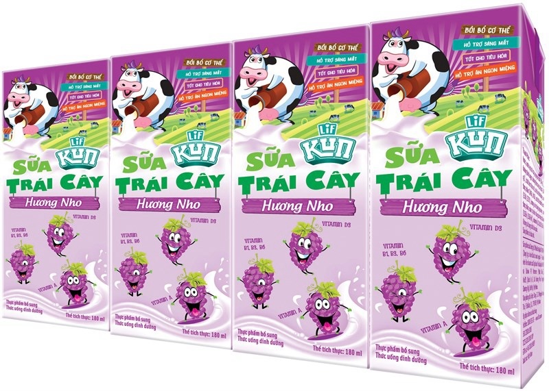 Thức uống dinh dưỡng sữa trái cây Lif Kun – Hương nho tba 180ml