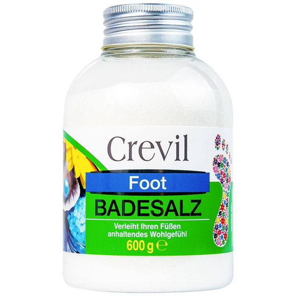 Muối ngâm chân trị liệu cho người đau xương khớp, mất ngủ Crevil foot Badesalz 600g - Đức (Lọ)