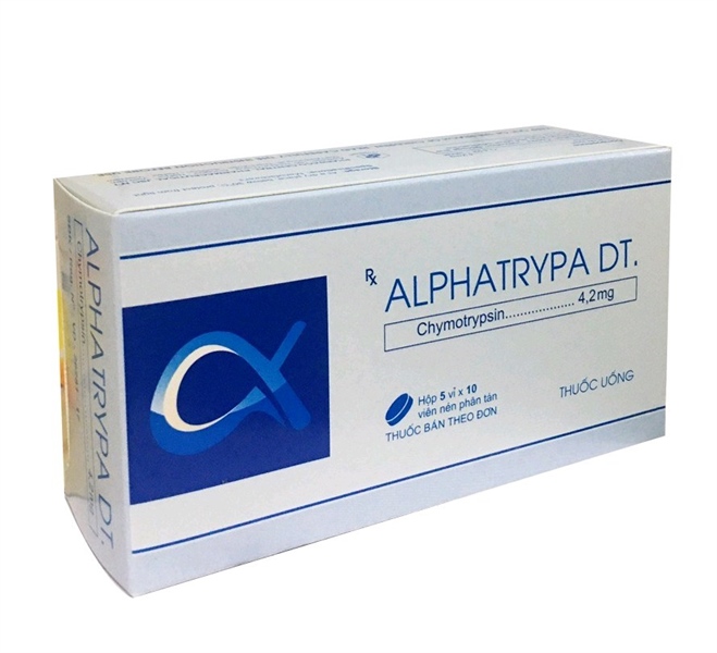 Thuốc Alphatrypa DT Pharbaco Điều trị phù nề sau chấn thương, phẫu thuật, bỏng (H*5vỉ*10viên)