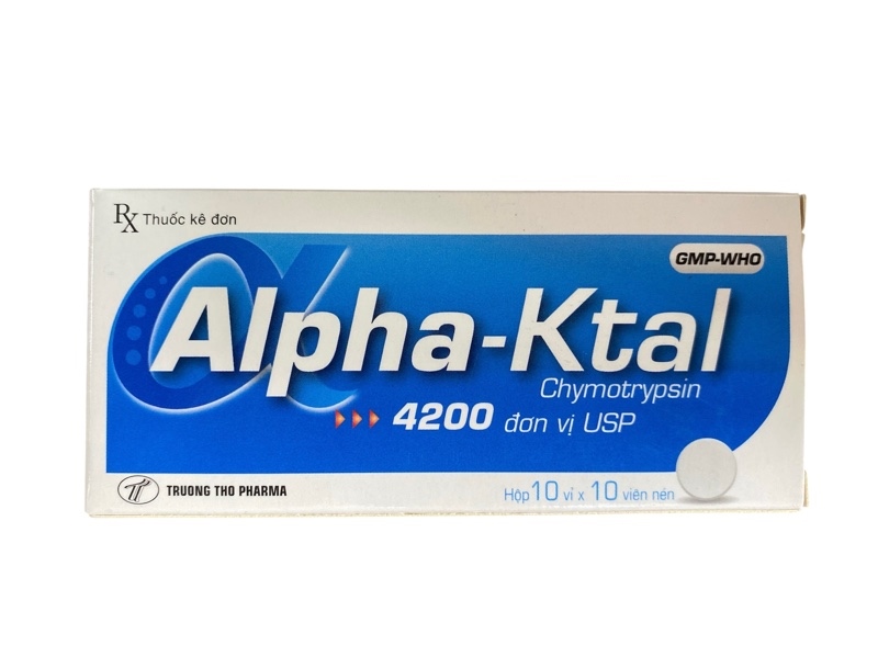 Thuốc Alpha-Ktal Trường thọ Điều trị phù nề sau chấn thương hay phẫu thuật, bỏng (Hộp 10 vỉ x 10 viên)