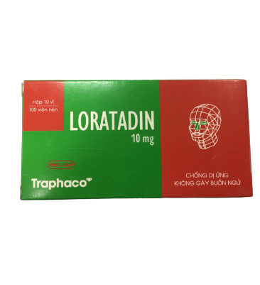 Thuốc Loratadin 10mg - Traphaco - Điều trị viêm mũi dị ứng, nổi mè đay (Hộp 10vỉ x 10viên)